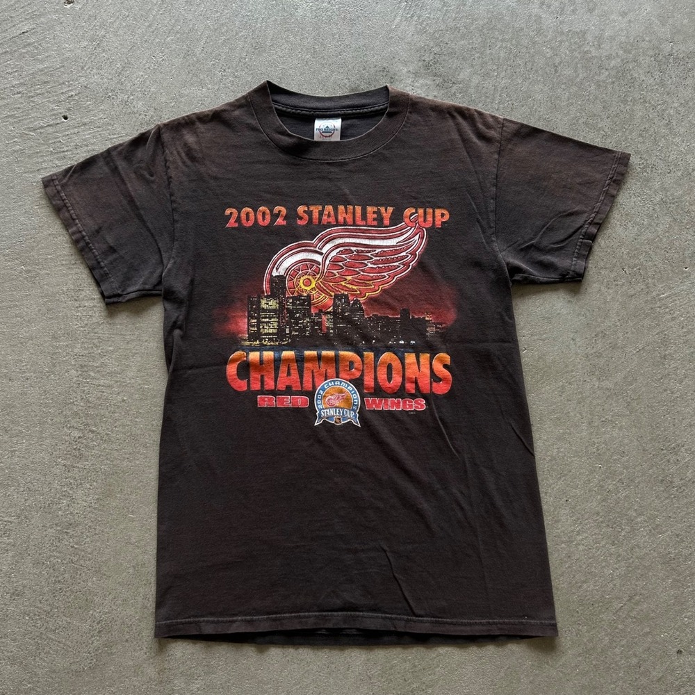 Vintage Detroit Red Wings Shirt Size Small Black 2002 Stanley Cup Championsโ NHL